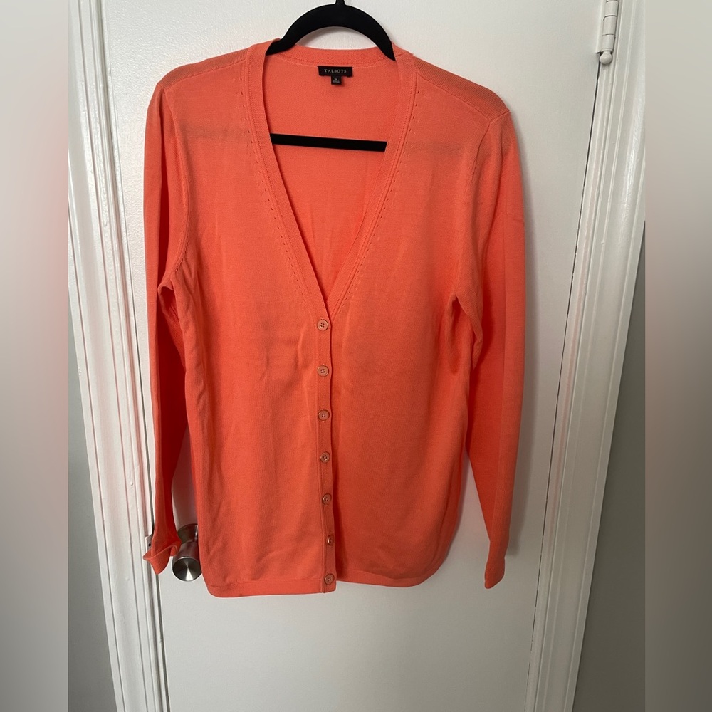Talbots Vibrant Orange Cardigan Sweater